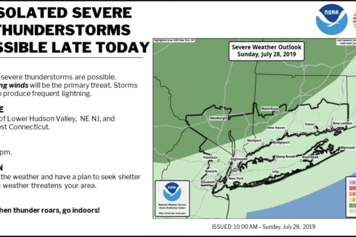 Alert Issued For Isolated Severe Storms With Damaging Wind Gusts, Frequent Lightning