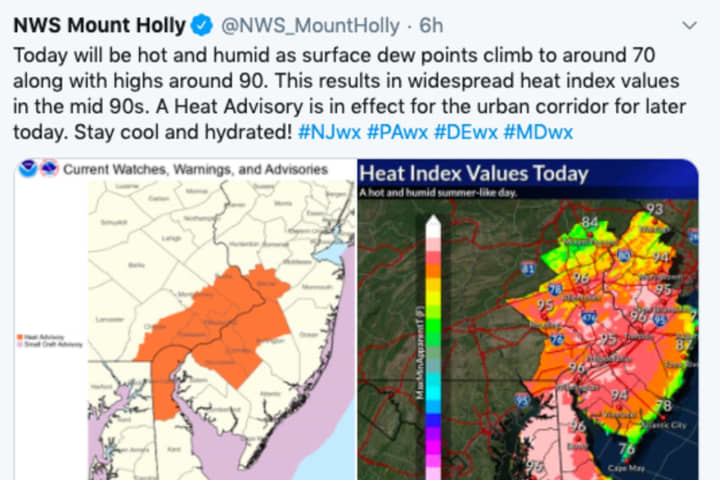 Muggy Heat Advisory For Burlington, Mercer Counties