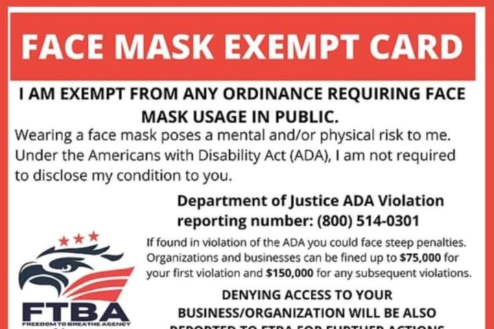 COVID-19: Alert Issued For Fake Mask Exempt Cards Being Sold Online