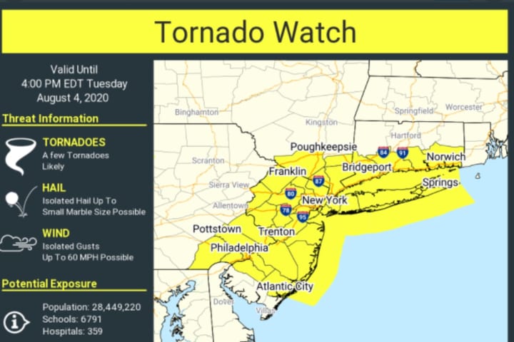 Tornado Watch Now In Effect For Westchester
