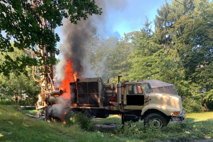 PHOTOS: Lambertville Fire Crews Battle Well-Drilling Machine Blaze