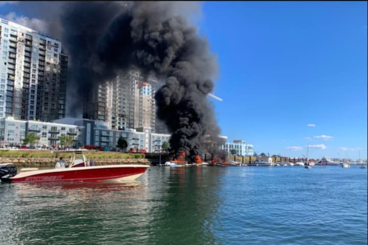 New Photos, Videos: Boat Fire Rapidly Spreads At Stamford Harbor