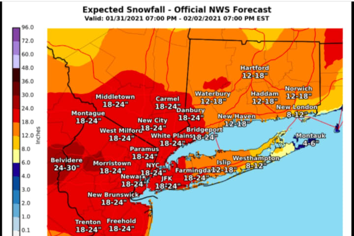 Snowfall Projections Increase Again: Much Of Region Could Now See Between 18-24 Inches