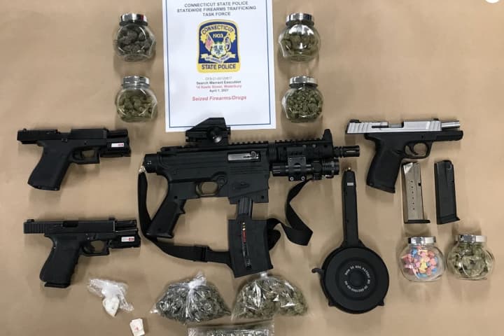Two Nabbed With Guns, Drugs During Warrants Search By CT State Police