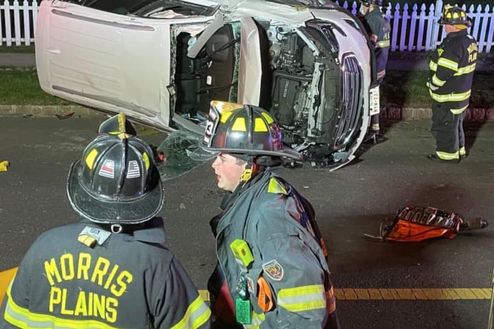 Driver Extricated, Hospitalized In Morris County Rollover Crash