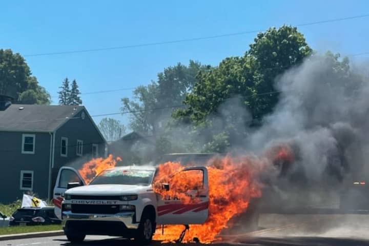 PHOTOS: Pickup Truck Fire Causes Delays In Sussex County