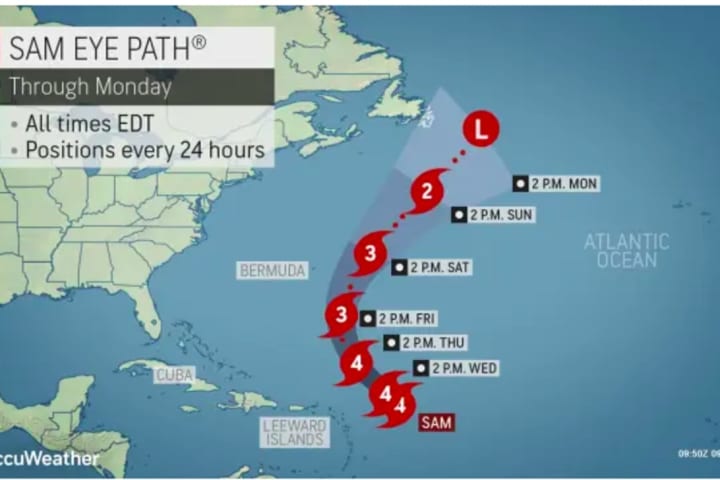 Forecasters Decide Which Of Two Possible Paths Cat 4 Hurricane Sam Will Likely Take
