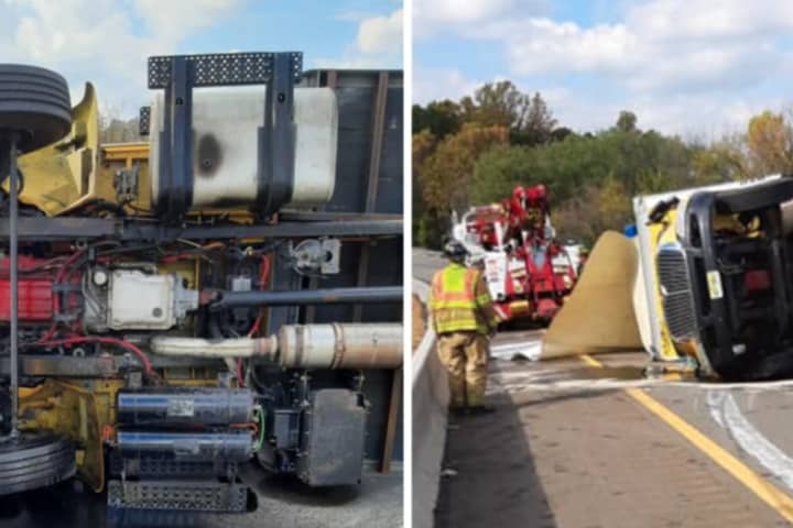 Overturned Tractor-Trailer Causes Delays On Route 78 In Hunterdon County