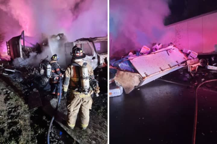 Fiery Double Tractor-Trailer Crash Causes Massive Delays On Route 78 [PHOTOS]