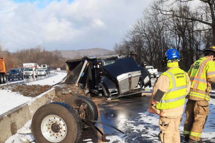 Overturned Dump Truck Shuts Down Route 78 (PHOTOS)