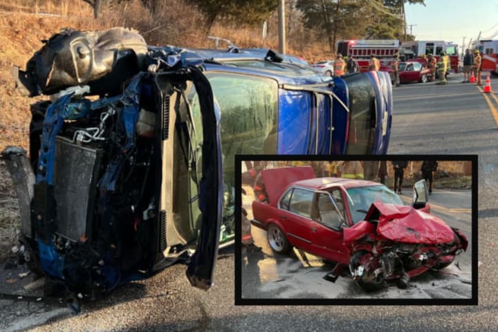 2 Hospitalized In Hunterdon County Rollover Crash (PHOTOS)