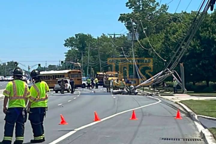 Wires Smoking, Poles Downed In Toms River School Bus Crash