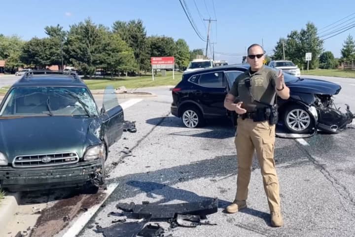 No Injuries Reported, Vehicles Damaged In Maryland As Driver Ignores 'Boulevard Rule'