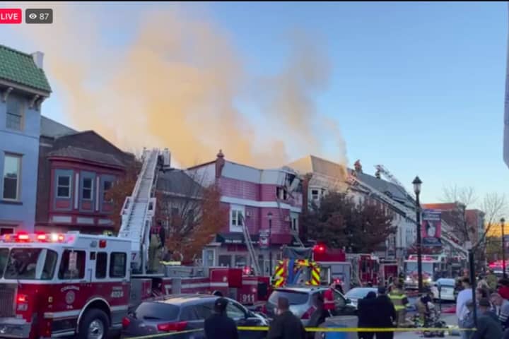 Explosions Heard As 5-Alarm Fire Races Through Schuylkill County Buildings (WATCH LIVE)