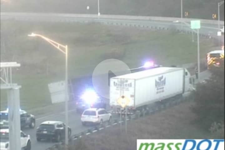 Tractor-Trailer Rollover Crash Causes Delays On Mass Pike In Weston