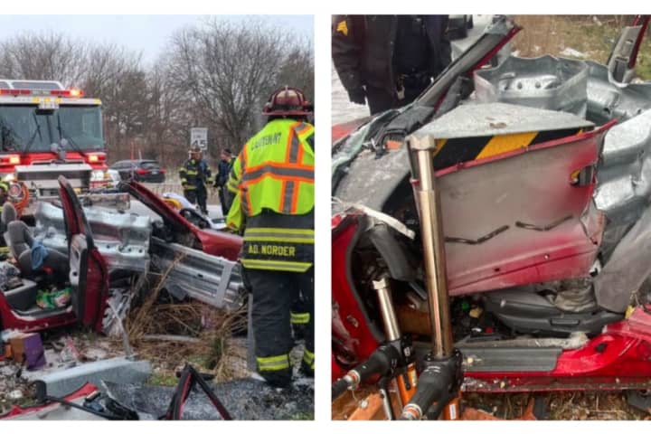 Vehicle 'Impaled' By Guardrail In Northampton County Crash: Authorities (PHOTOS)