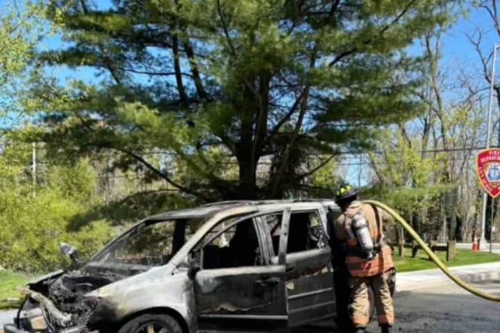 Vehicle Goes Up In Flames In Rye