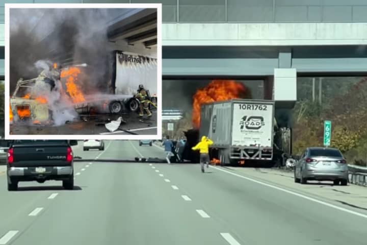 Watch 'Superheroes' Rescue Trucker As Tractor-Trailer Explodes On PA Turnpike (VIDEO)
