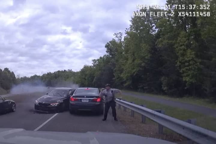 Wild Video Shows Out-Of-Control BMW Narrowly Missing Fairfax County Officer On Traffic Stop