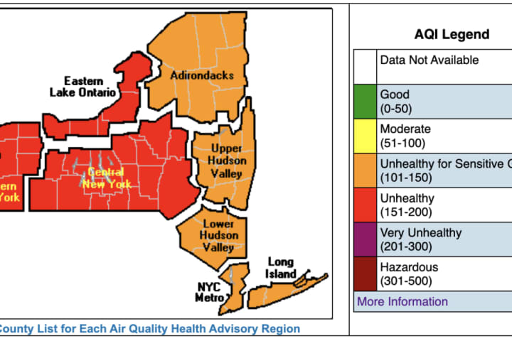New Update - Smoky Skies: Air Quality Health Advisory Extended To All NY