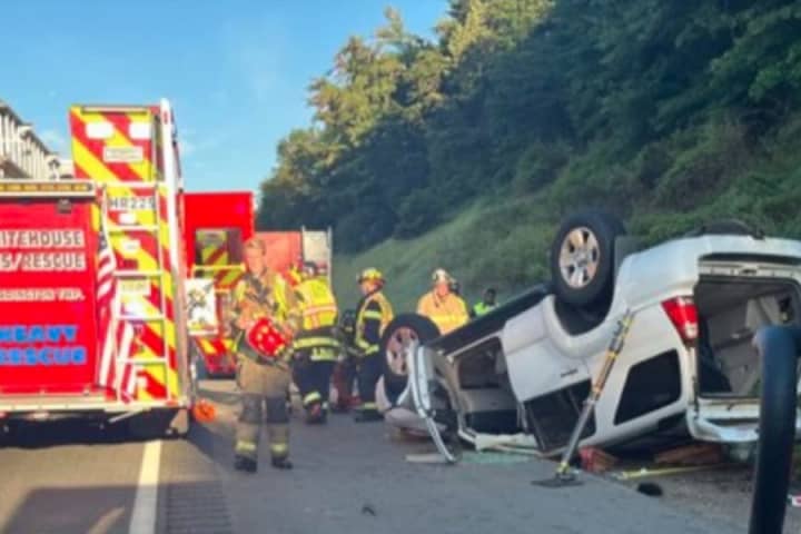 Pair Hospitalized After Vehicle Flips On Rt. 78 In Hunterdon County