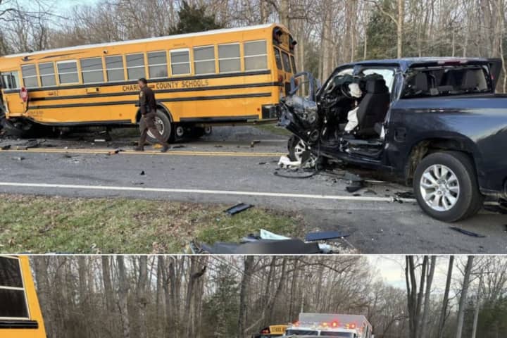 One Airlifted To Hospital After Head-On Crash With School Bus In Charles County