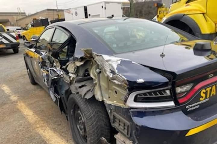 Trooper Hospitalized After Box Truck Crashes Into Cruiser In Greenburgh