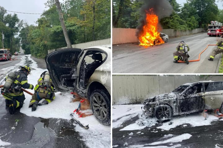 Vehicle Fire Rages In Westchester: Photos