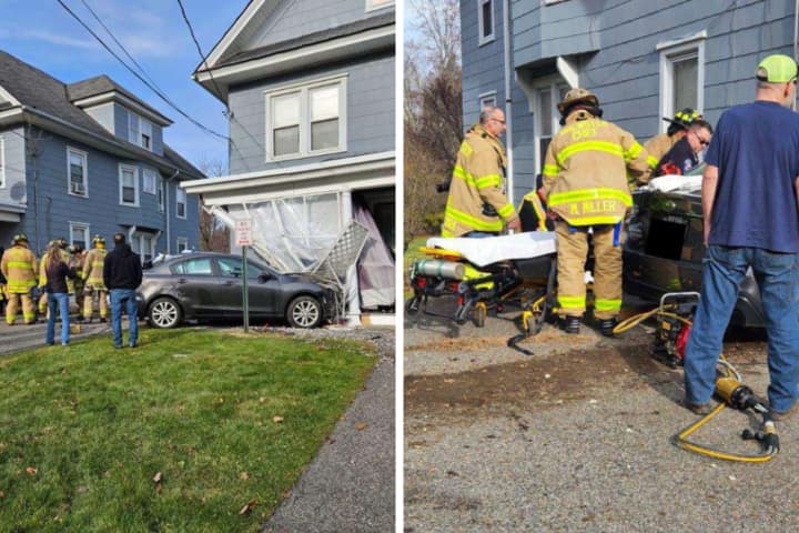 Trapped Driver Rescued After Crashing Car Into House In Hudson Valley