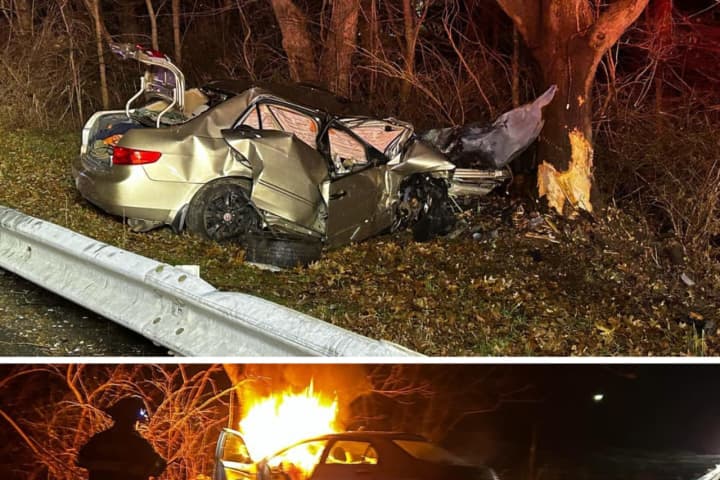Bystander Pulls Driver From Burning Car After Fiery Crash In Croton-On-Hudson