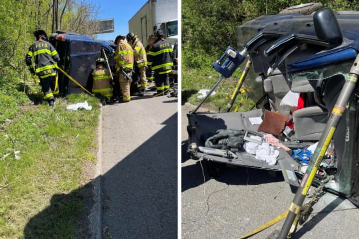 Driver Rescued From Rolled-Over Car On I-287 In Harrison