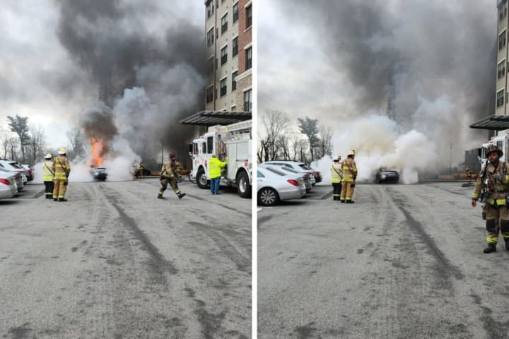 Blaze Completely Engulfs Car In Westchester: Photos