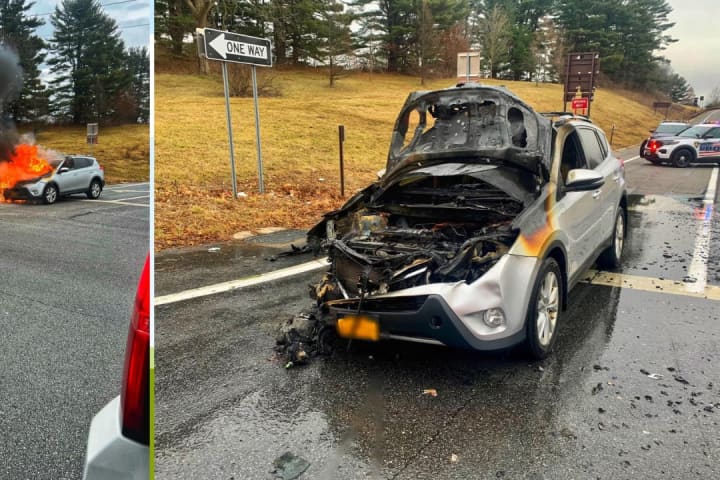 Vehicle Blaze Leaves Car Seared On Busy Yorktown Road