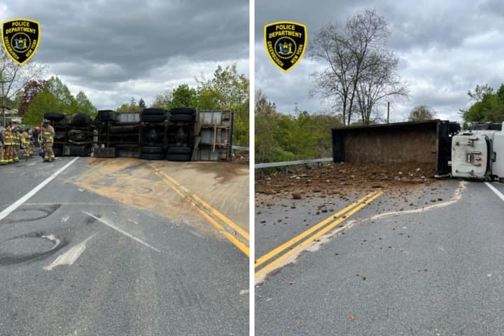 Route 9A Reopens After Dump Truck Overturns In Greenburgh