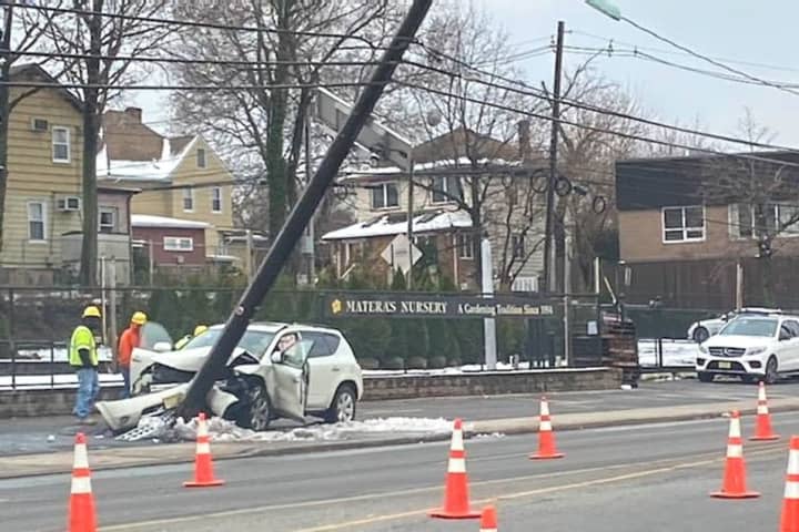 Hackensack Driver, 69, Hospitalized After SUV Rams Utility Pole On Route 1/9 In Ridgefield