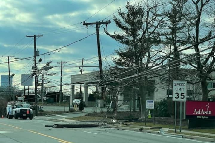 UPDATE: Wires Downed In Crash That Split Pole Closes Route 9W Nearly All Day