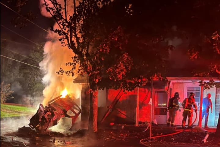 Two-Vehicles Crash Into Central PA House Causing Massive Fire, Police Say