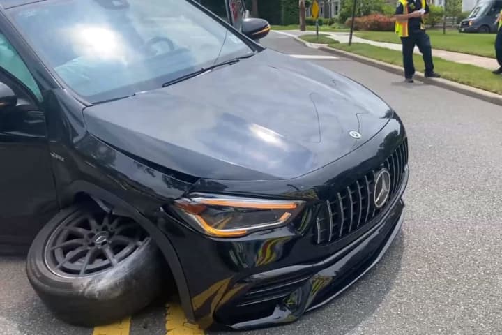 Teens OK After Wheel Caves In Mercedes SUV Crash In Ridgewood