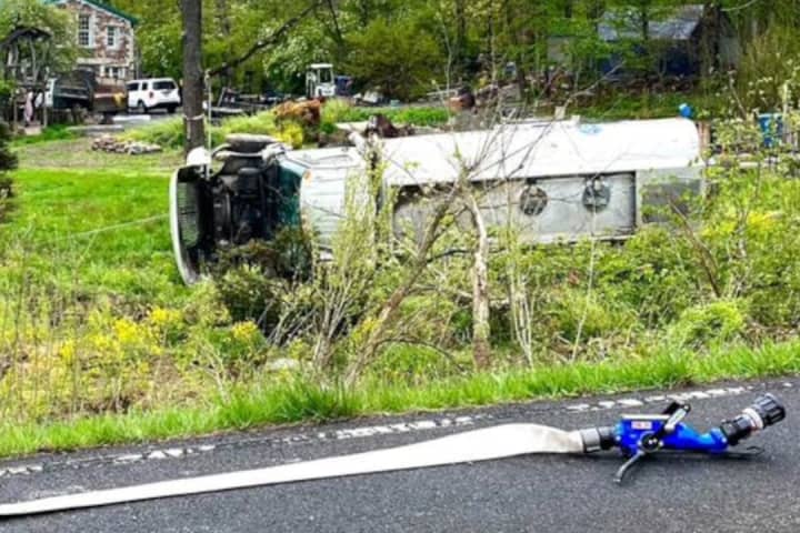 Fuel Truck Overturns In Bucks County, Driver 'Seriously' Injured: Police