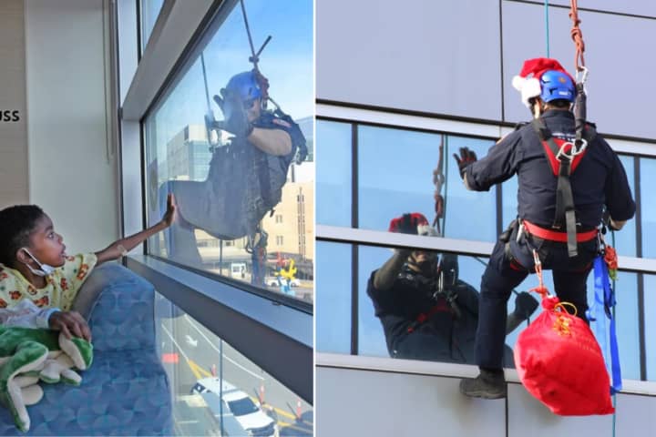 Just Dropping By: Police In New Hyde Park Spread Holiday Cheer, Rappel Down Children's Hospital
