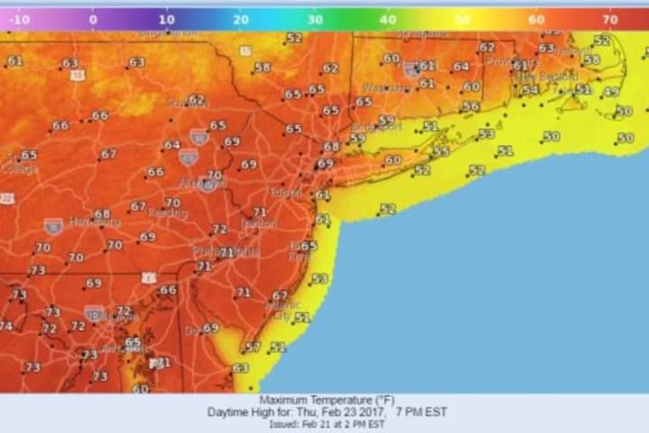 Record Highs Near 70 Possible Thursday In Saddle Brook-Elmwood Park