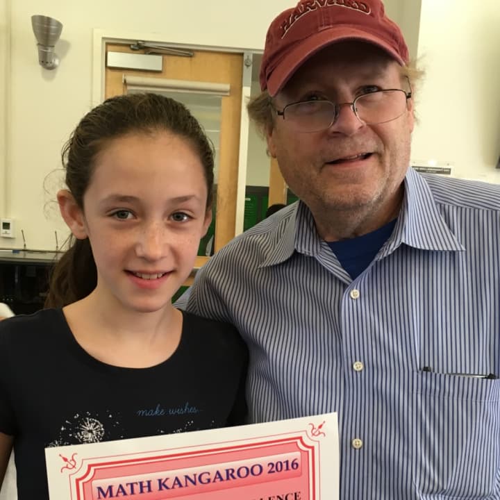 Ella Guzman with Dan Plotnick, math coach at Bergen County Academies.