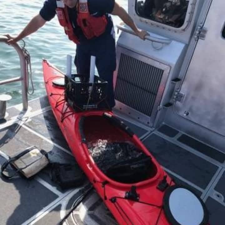 An unmanned red 14-foot one-person kayak was recovered north of Stratford Shoal Middle Ground in Long Island Sound by the Coast Guard.