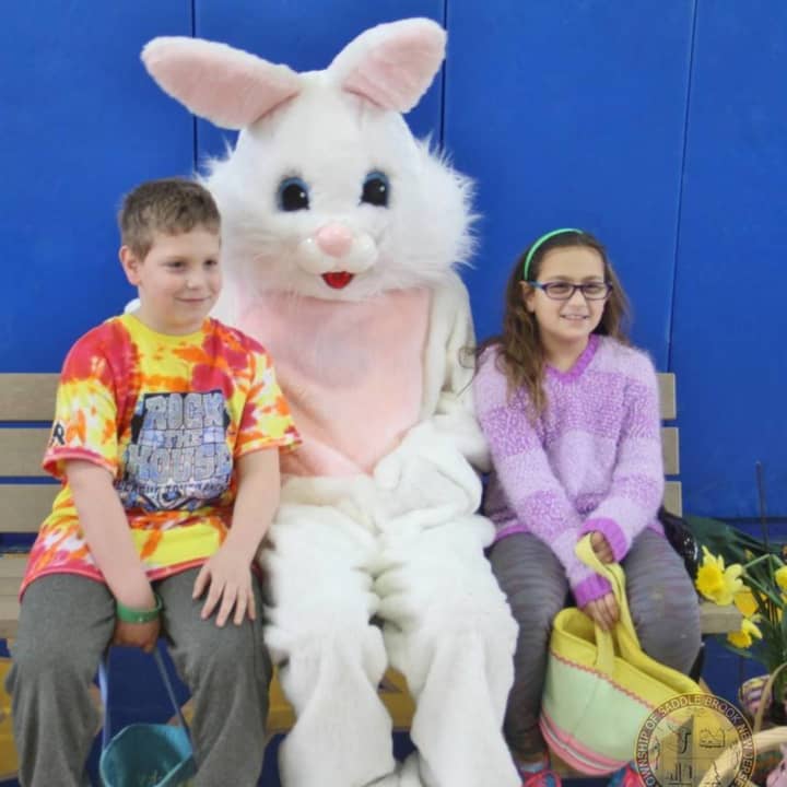 Saddle Brook kids visit the Easter Bunny in 2015.