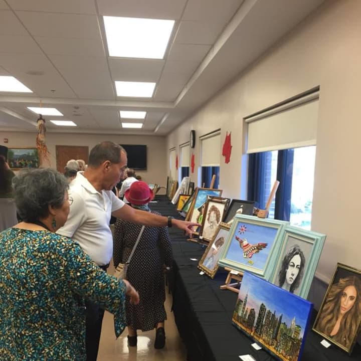 Mayor Thomas Calabrese visited the Cliffside Park Housing Authority Senior Art Show.