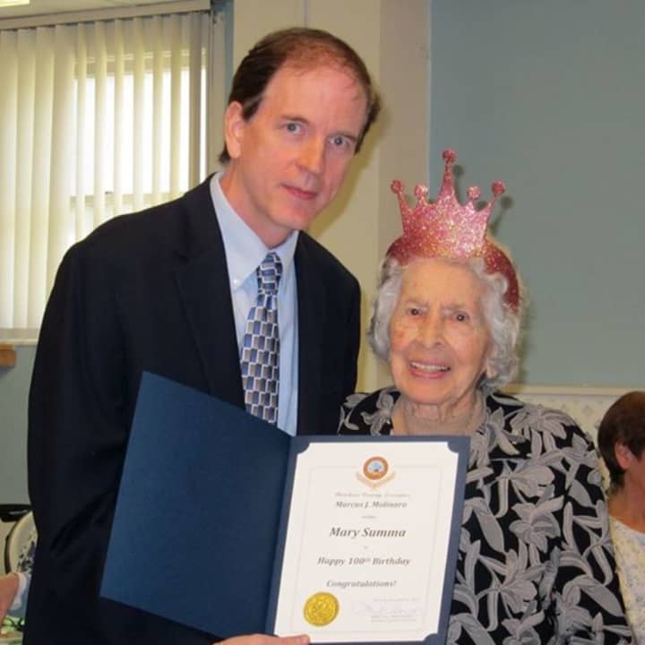 Mary Summa turned 100 Dec. 7 and received a proclamation from Joe Ryan, outreach coordinator the Dutchess County Office for the Aging.