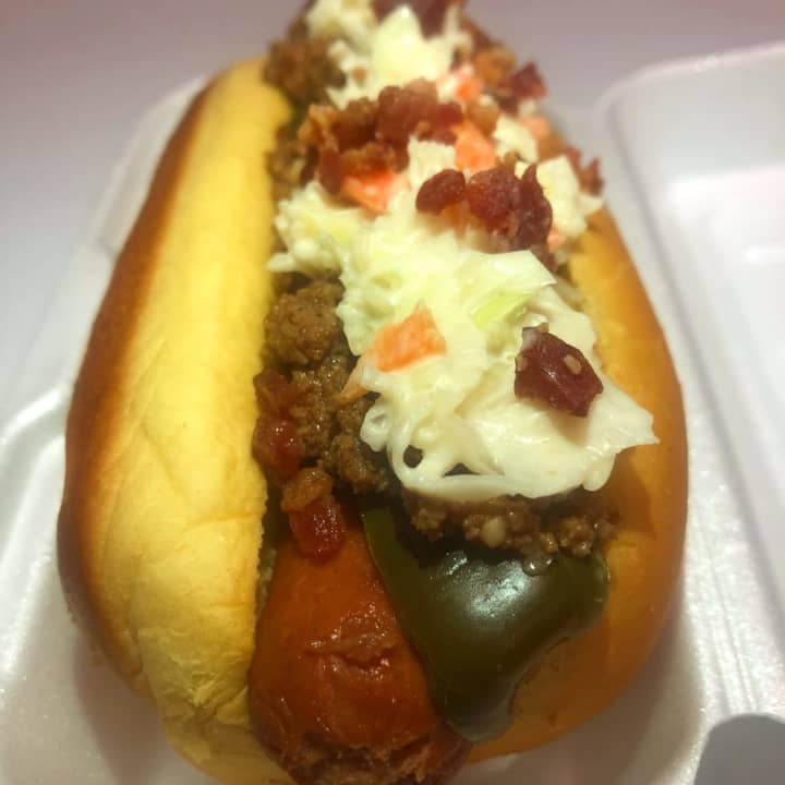 A restaurant fave, the Red Neck Dog.