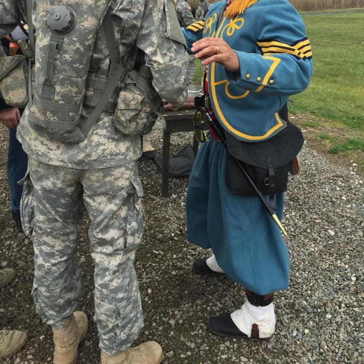 Rob Buccheri in Civil War era military garb with West Point cadets.