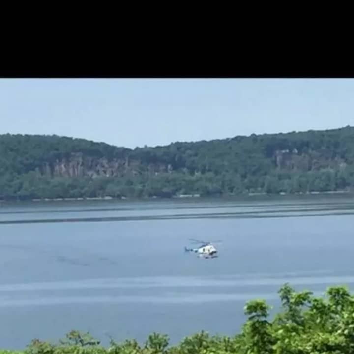 Police helicopter searching the area of Croton Point Park earlier this week.