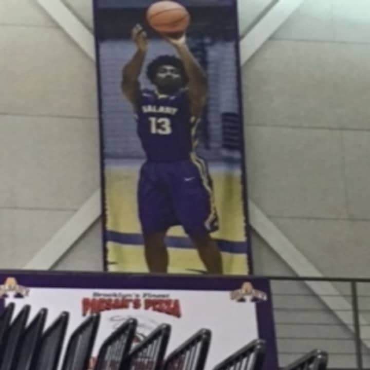 A poster of Woodlands High School grad Reece Williams at SUNY Albany.